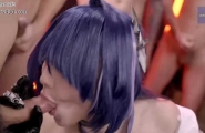 台湾网红反差女神【米欧】COS星穹铁道黄泉，一人挑战群男，颜射做精液面膜